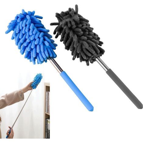 Teleskop-Staubwedel, 2er-Pack, ausziehbarer Staubwedel mit Teleskopgriff, lang für Spinnweben, 75 cm ausziehbarer Staubwedel, einfache Staubentfernung (1/5)