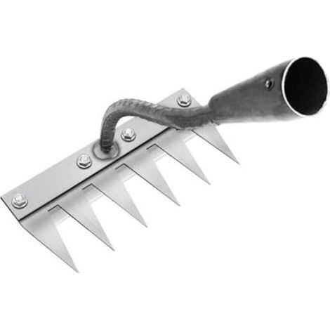 Rastrello multifunzionale in metallo per diserbo, rastrello da giardino a 6 denti, rastrello da giardino portatile per diserbo, attrezzo da giardino per diserbo/allentamento/semina (manico non incluso (1/4)