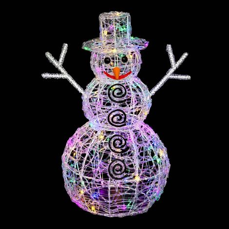 Pupazzo di neve 3D in acrilico 80 LED H.60cm per esterni multicolore - Feeric lights & christmas