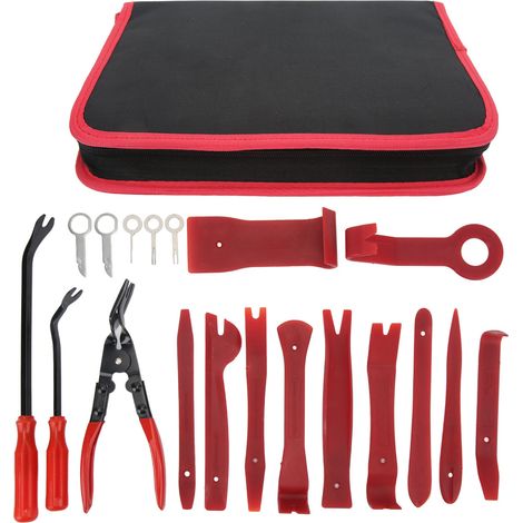 Ortviai Kit de 19 outils de démontage pour garnitures automobiles – pinces, extracteurs de clips et outils de levier pour panneaux de porte et autoradio (1/5)
