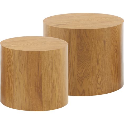 Juego de 2 mesas de centro/café YANKA con acabado efecto madera (Ø 49 y Ø 38 cm) - MOG CASA (1/5)