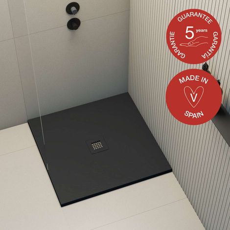 Receveur de douche Poalgi, extraplat, noir Antracita, L.90 x l.90 cm, finition sable, série Hos's