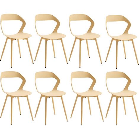 8er Set Esszimmerstühle mit Metallbeinen, Hohlrücken-Design, Gelb (1/5)