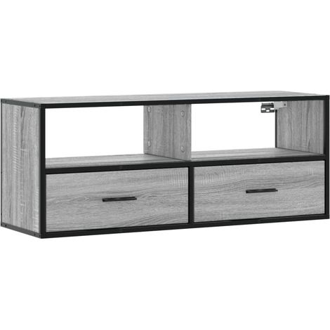 Mobile TV multimediale scaffale per televisione televisione buffet sala da pranzo soggiorno camera da letto sonoma 100 x 31 x 39,5 cm derivati del legno e metallo grigio 020028320