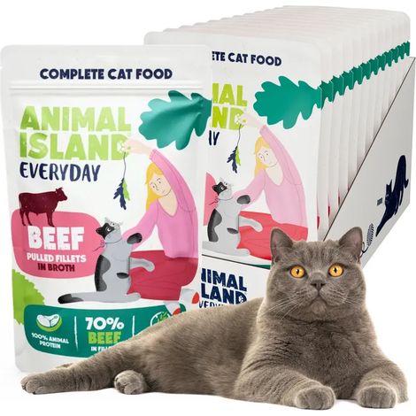 ANIMAL ISLAND Filet de bœuf pour chats 48x85g