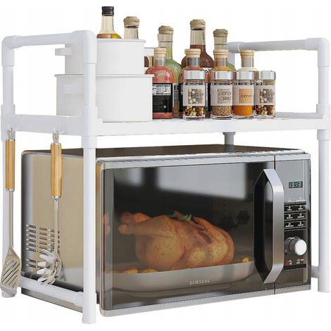 ESTANTE DE COCINA para microondas MUEBLES DE ALMACENAMIENTO BLANCOS 2 NIVELES ESTANTE DE 48 cm