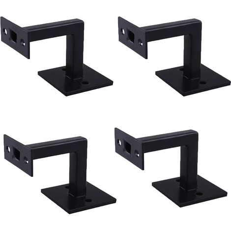 Lot de 4 supports de rampe d'escalier noirs robustes pour rampe d'escalier en bois et métal (65 mm x 64 mm) (1/5)