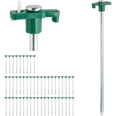 50 x Felsbodenhering im Set, Erdanker für harte Böden, 25 cm, Bodenanker, Zeltzubehör, Erdnagel Stahl verzinkt, grün
