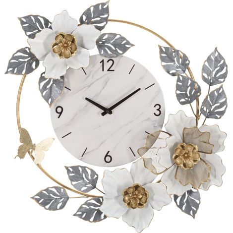 Orologio da parete Flowers in ferro con decoro floreale multicolor