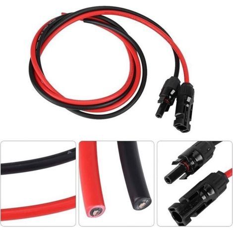 4 mm² / 12 AWG Solarmodul-Verlängerungskabel mit weiblichen und männlichen Steckverbindern (3 m rot + 3 m schwarz) - LIAIKI (1/5)