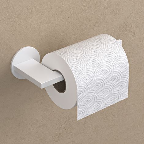 doporro Toilettenpapierhalter ohne Bohren, Klopapierhalter, Moderner Klorollenhalter aus Edelstahl mit Kleber, WC Papier Halterung für Badezimmer, Matt Weiß Lion-04