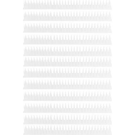 12 Bandes Anti-Oiseaux en Plastique Blanc pour Clôture Mur Toit - Pics Dissuasifs Extérieur Défenseur