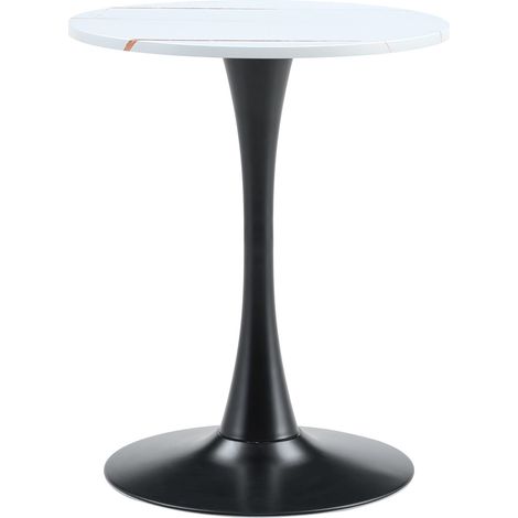 CHICFURN Mesa de comedor redonda 60x60 cm en MDF blanco y negro, estilo mid-century (1/5)