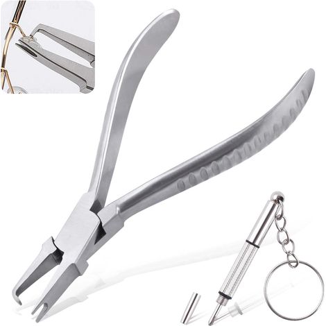 Pince à coussinets de nez, Outils de réglage pour plaquettes de nez, Pince optique en acier inoxydable, Kit de réparation de lunettes avec mini tournevis (1/5)