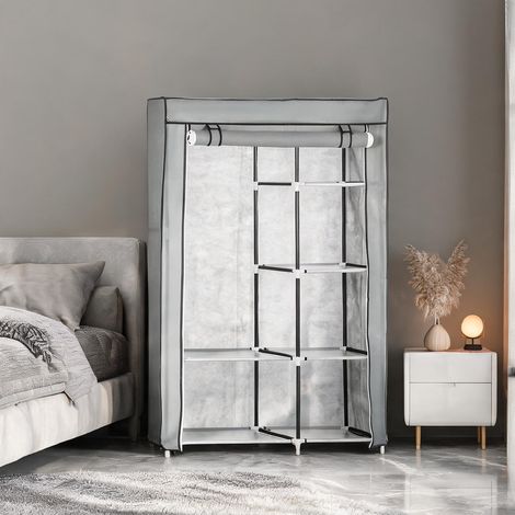 Commode coloris gris en tissu 103 x 43 x 162,5 cm (1/5)