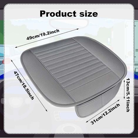 Cuscino universale per sedile auto, in similpelle traspirante e cotone, coprisedile per la maggior parte delle auto (grigio, 49x47 cm) (1/4)