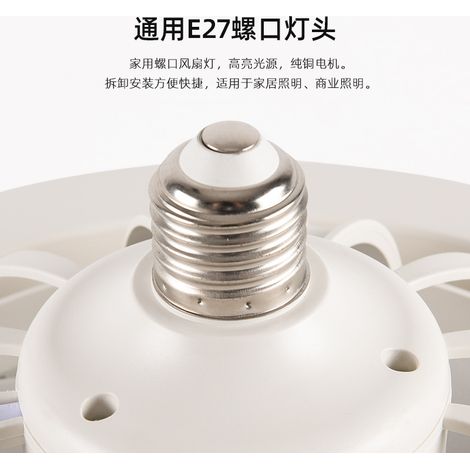 Ampoule pour ventilateur de plafond moderne et simple, en plastique, avec variateur progressif (télécommande incluse) et trois vitesses (grise). (1/2)