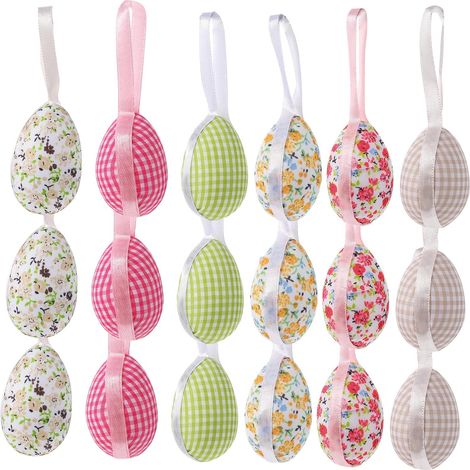 Pendentifs Œufs de Pâques à Suspendre 3 Ensembles de 18 Pièces en Mousse Colorée, Décorations DIY pour Garçon et Filles, Jouets Œufs de Pâques Décoratifs pour Fête et Activités (1/5)