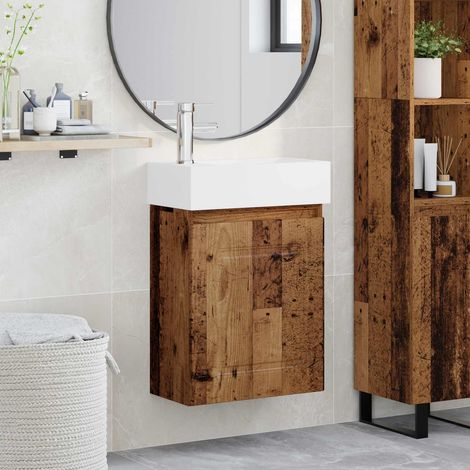 Módulo de baño con grifería Madera envejecida