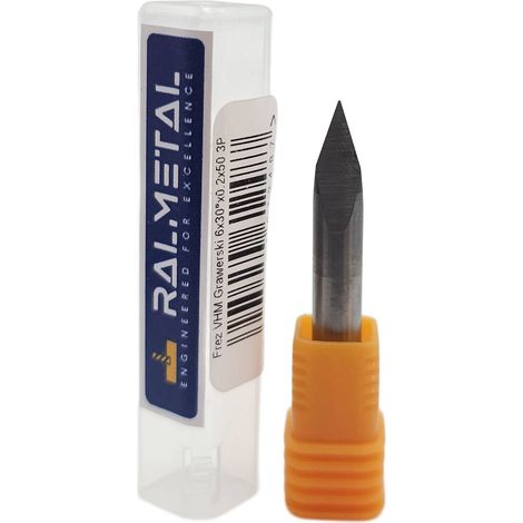 Fresa per incisione in metallo duro integrale tipo V 6 x 30° x 50 x 0,2 mm 3P (1/5)
