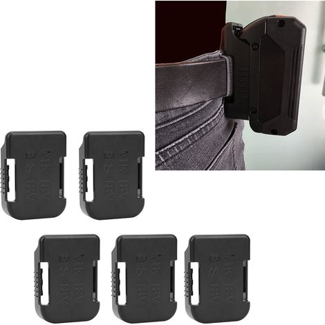 5er-Pack Lithium-Akku-Aufbewahrungsregal mit Gürtelschlaufe für Makita 18V Befestigungsgeräte, Schwarz (1/5)