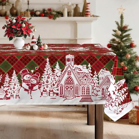 Weihnachts-Tischdecke 140x180 cm Rechteckig Polyester mit Weihnachtsmotiv