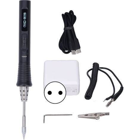 Fer à souder électrique Portable avec affichage numérique, Kit de soudure à température réglable 30W 100-240V, prise ue (1/5)