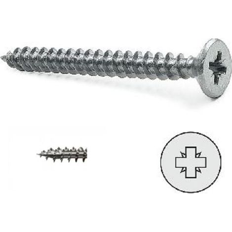 tornillo rosca madera cabeza plana rs-fix pozidriv zincado largo 45mm diámetro 4mm (cientos 1000)