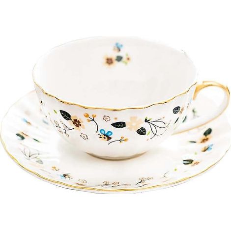 KLVGTIFS PU - Tasses et soucoupes à thé Flower Bee, tasse à café en porcelaine fine, 1 ensemble (Abeille) (1/2)