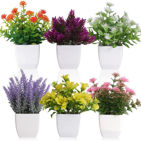 Lot de 6 Petites Plantes artificielles en Pot avec Pot pour décoration de Maison, Bureau, Table (1/5)