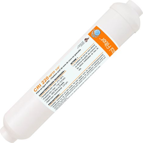 Cartouche charbon GAC en ligne raccord 1/4'' taraudé - Crystal Filter® CRI 220 NPTF 1/4'' (1/2)