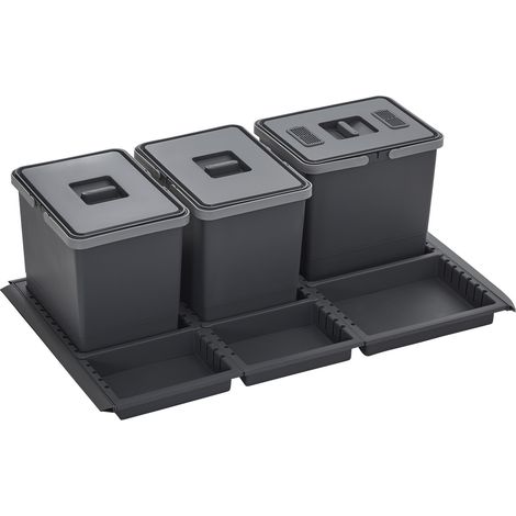 Abfallsammler Metropolis 15+15+15L mit Deckel Abfallsystem f. Auszug Korpusbreite 90cm (1/5)