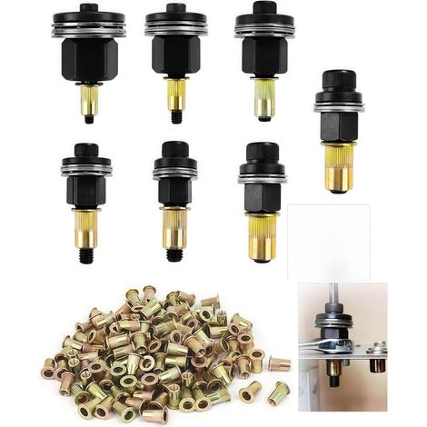 217 Pièces Écrous à tête de Rivet à Main, Convient au Kit de Tête de Rivet à Main M3 M4 M5 M6 M8 M10 M12, Acier Riveteuse Pneumatique Ecrou a Sertir