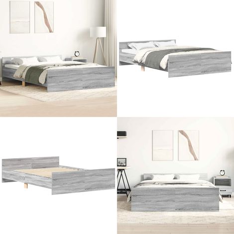 Cadre de lit sans matelas sonoma gris 120x190 cm - Cadre De Lit - Lit Deux Personnes - Lit Simple - Sommier - Bois D'ingénierie - Home & Living (1/5)