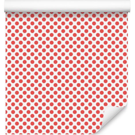 Papier peint à pois corail, fond corail pour salon et chambre 50x1000 cm (1/5)