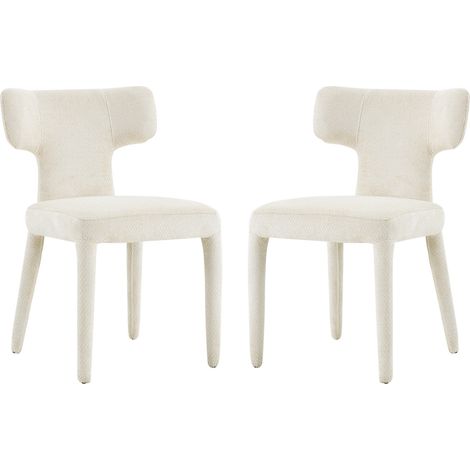 CHICFURN Lote de 2 sillas de comedor modernas 45 x 47,5 x 80,7 cm tela blanca, patas de metal (1/5)