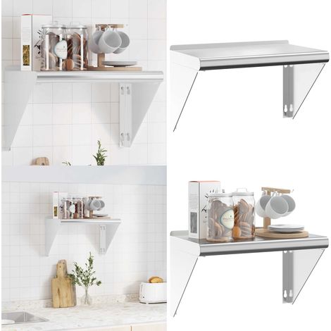 Wandregal 50x30x31 cm Silbern Edelstahl - Wandregal - Edelstahlregal - Schweberegal - Wohnraumorganisation - Platzsparend - Home & Living (1/5)