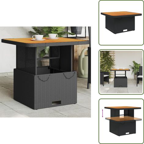 Mesa de exterior - vidaXL Mesa de jardín ratán sintético y acacia maciza negro 70x70x72cm - Mesa de café