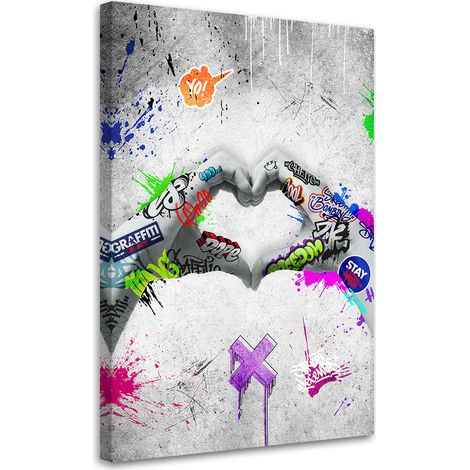 Tableau sur toile Tableau sur toile Coeur Street Art 40x60 (1/5)