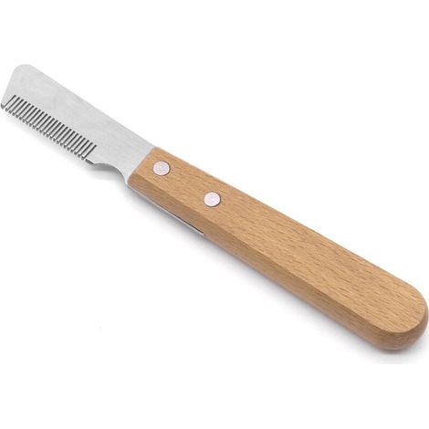 Brosse à Chiens Professionnelle en Acier Inoxydable Manche Ergonomique Bois (1/4)