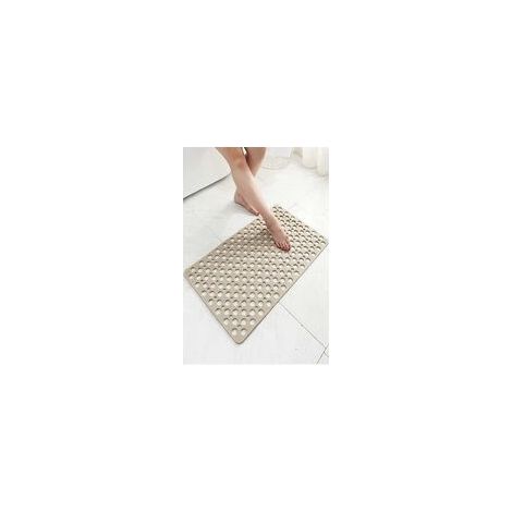 Rutschfeste Anti-Schimmel-Badematte, TPE-Duschmatte, antibakterieller, rutschfester Badezimmerteppich mit Saugnäpfen, Khaki, 43,9 x 74,9 cm. (1/5)