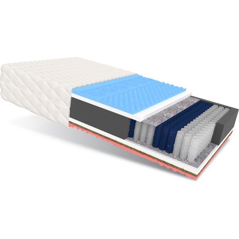 Matratze 180x200 Taschenfederkern GINASO MAX 7 Zonen H2 H3 28 cm Kokos Visco HR Schaum Polyurethanschaum JERSEY