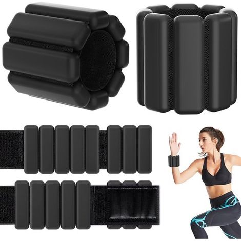 Poids en silicone de 450 grammes pour poignets et chevilles - Bande lestée - 2 bracelets lestés pour le fitness et la musculation - Convient pour la maison, la salle de sport et les voyages (1/5)