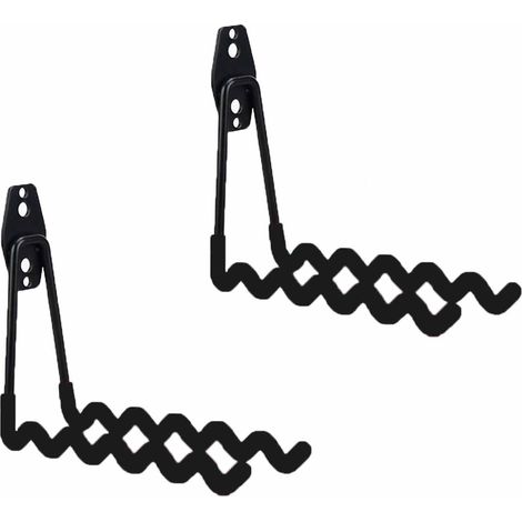 Lot de 2 crochets muraux pour garage, charges lourdes, doubles crochets de rangement, crochets de rangement pour échelle, outils, tuyau, outils électriques, vélo, outils de jardin, noirs (1/5)