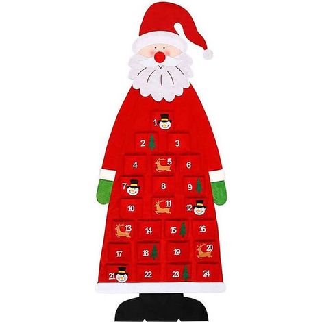 décoration de Noël Sapin de Noël feutre décorations de calendrier de l'avent Sapin de Noël décorations de calendrier de compte à rebours calendrier de compte à rebours(rouge) cadeau de Noël (1/5)