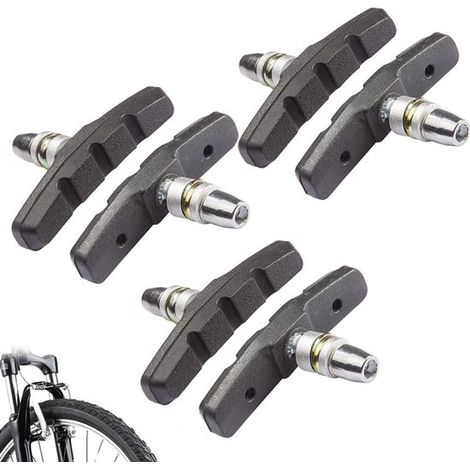 Pastillas de freno V, Brake, 3 pares, Pastillas de freno, Freno de llanta, Pastilla de freno de goma, Zapatas de freno cantilever, Negras (1/5)