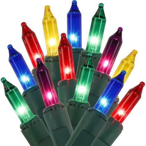 Guirlande Lumineuse De Noël - 100 Ampoules Incandescentes - Fil Vert - Usage Intérieur Extérieur - Fonction Clignotante - 5 Couleurs - 1 Lot (1/5)