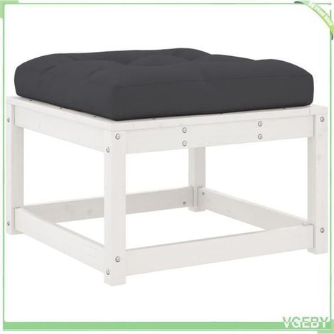 Repose-pied de jardin - FAFEICY - 844700 - Bois de pin massif - Modulable à lattes - Coussin 12 cm blanc (1/5)