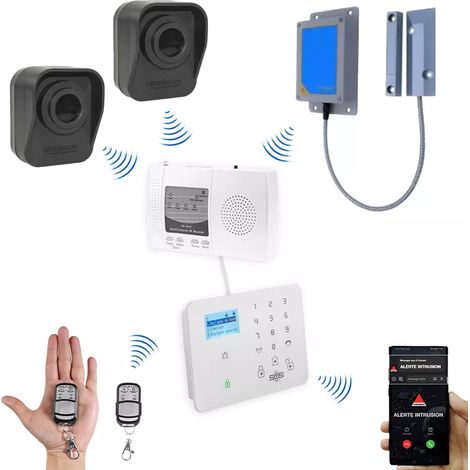 Kit "hangar agricole" - 2 détecteurs de mouvement à piles + 1 détecteur ouverture + alerte GSM (DA600+/KP) (1/5)