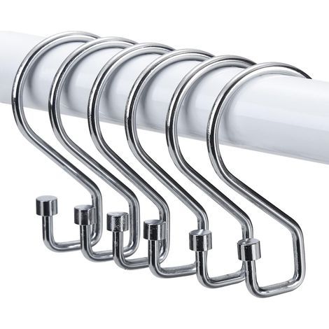 Anneaux Rideaux Douche, Lot de 12 Crochets en Forme de S Antirouille, Crochets Polyvalents pour Rideaux de Douche, Ustensiles de Cuisine, Vêtements, Serviettes (Argent) (1/4)